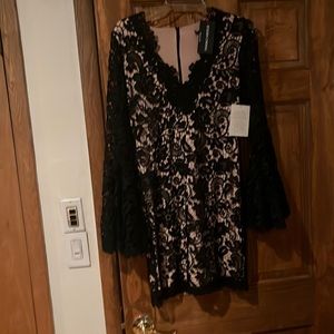 Dress by Julian Chang 2154-T Jame Tunic black lace-nude size 6 new with tags.